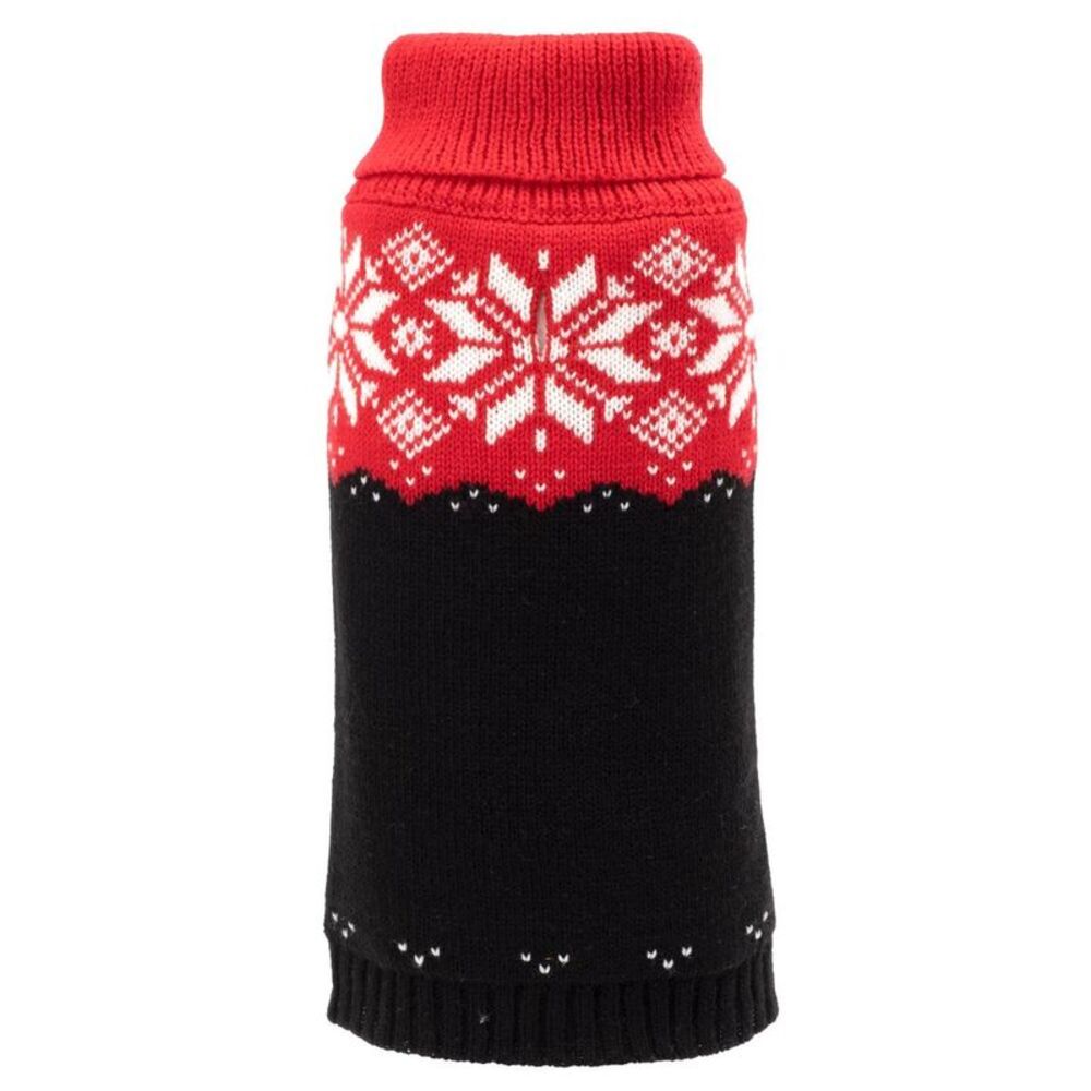 The Worthy Dog Snowtrails Pullover Sweater - Red/Black - S